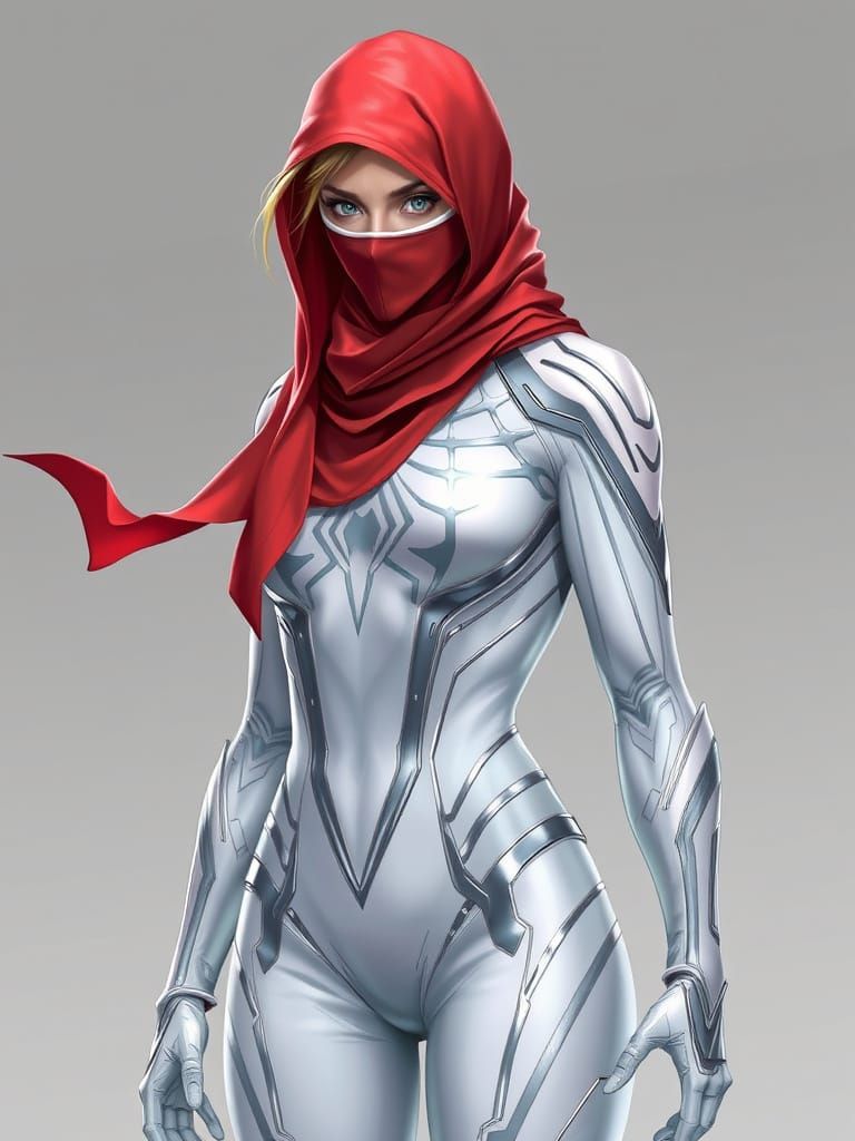 Futuristic White Widow Superheroine in Dynamic Style