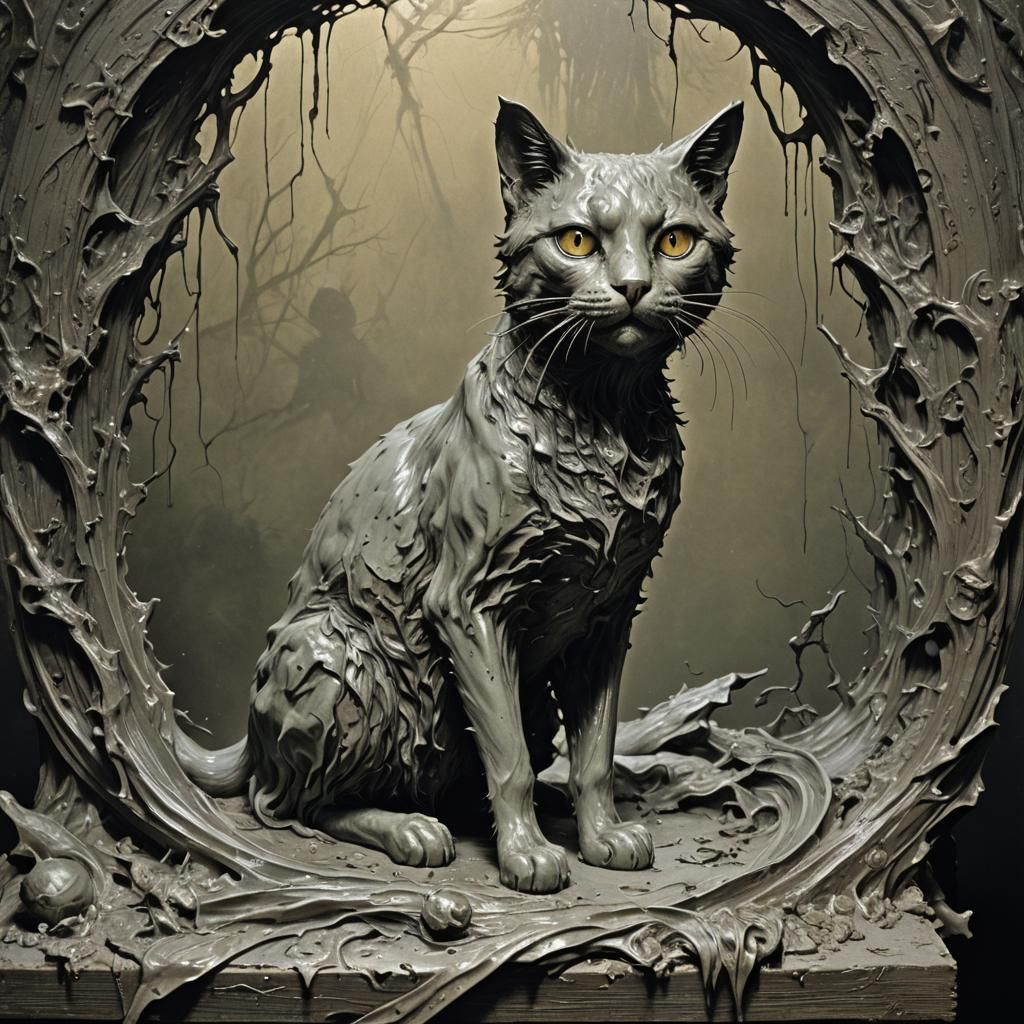 Wax Cat in Horror Style of Gustave Doré