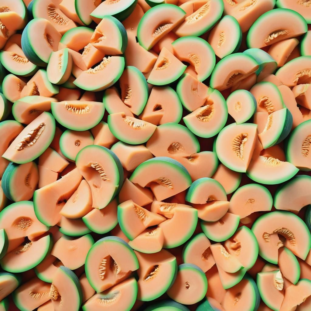 Cantaloupe Surrounded by Emojis: A Digital Still Life