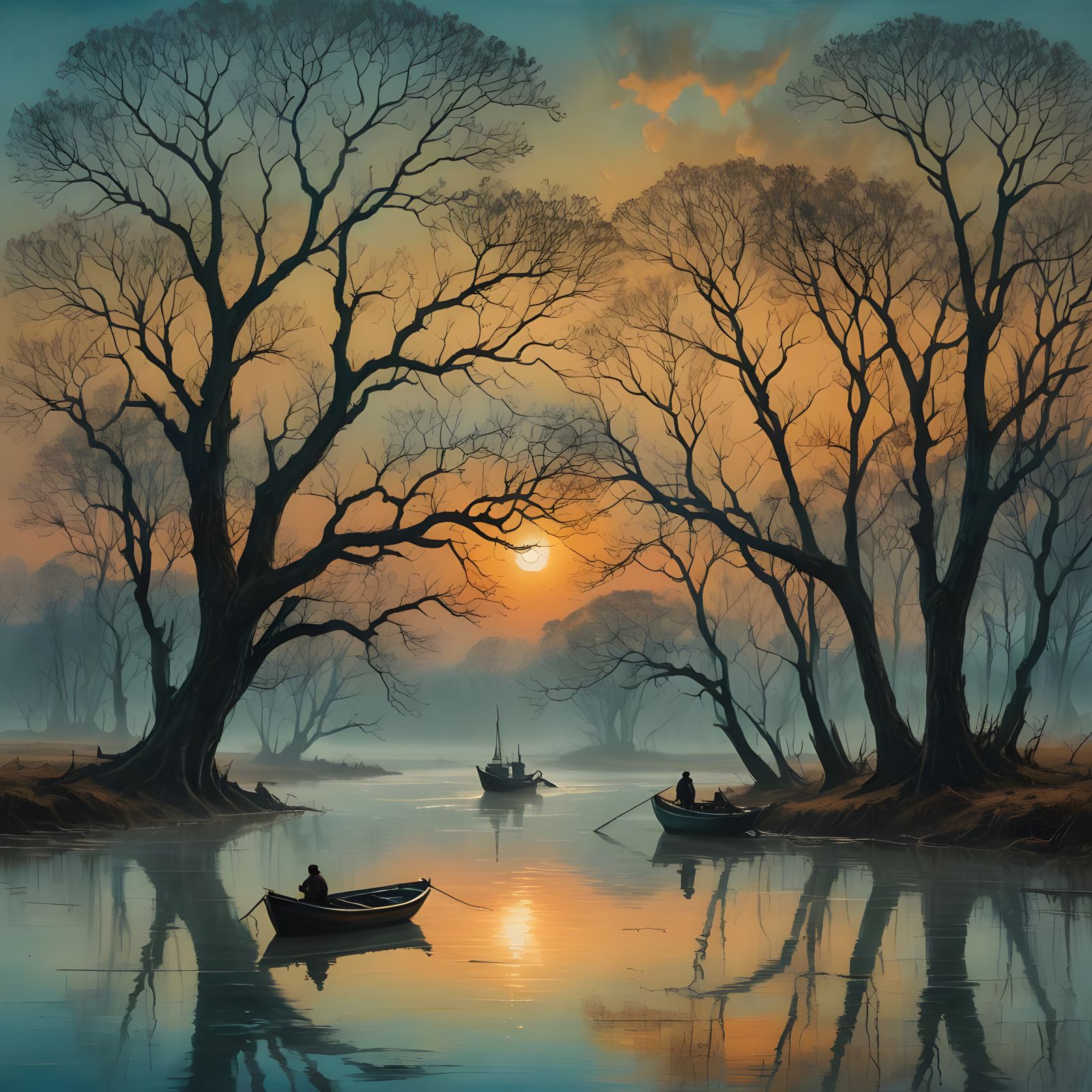 Ethereal Orinoco River Dusk Inspired by Turner