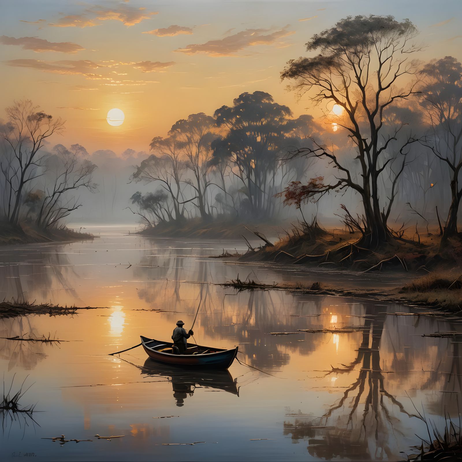 Ethereal River Landscape Inspired by Romanticism