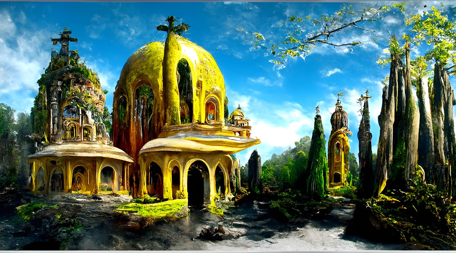 Biblical Temples in Gothic Neo-Noir Style