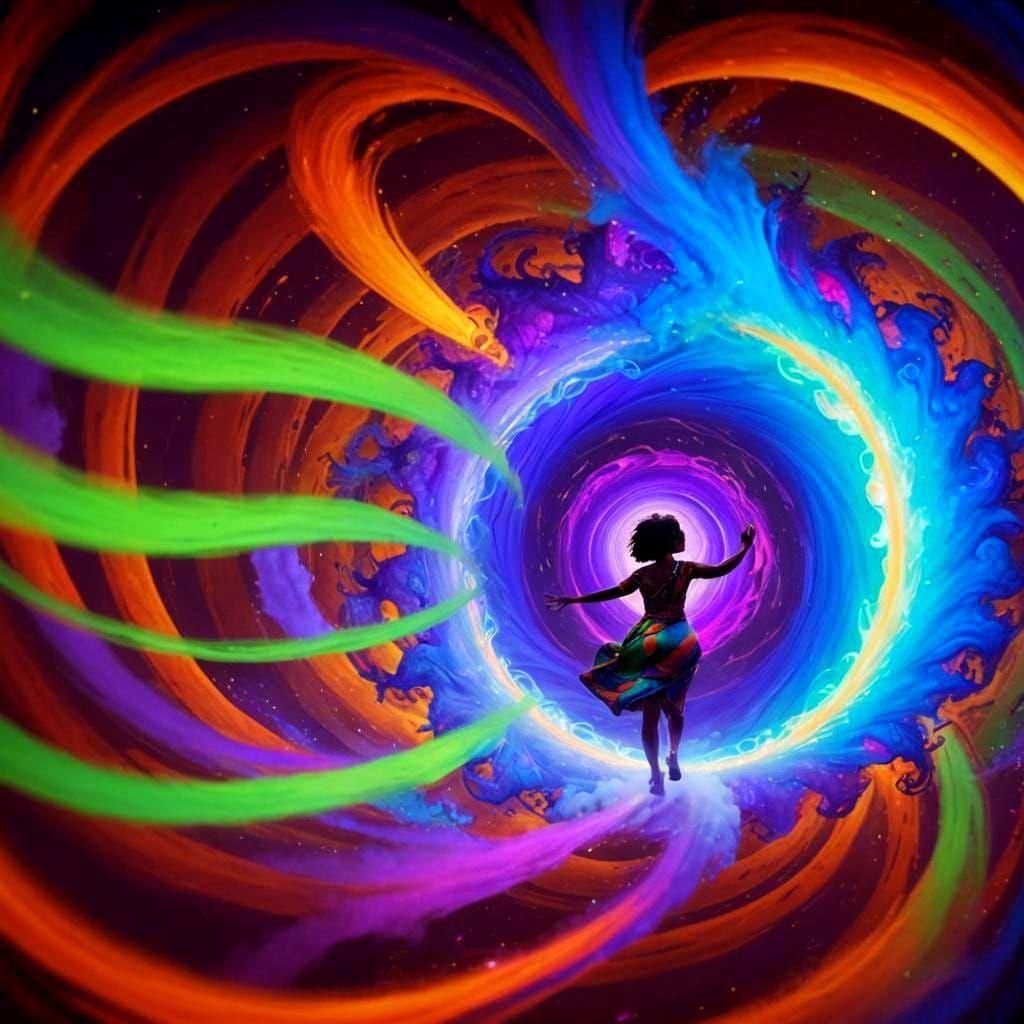 African Woman Enters Psychedelic Vortex