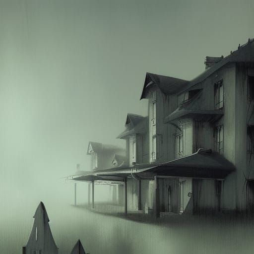 Sinister Motel in a Dark Fantasy Style