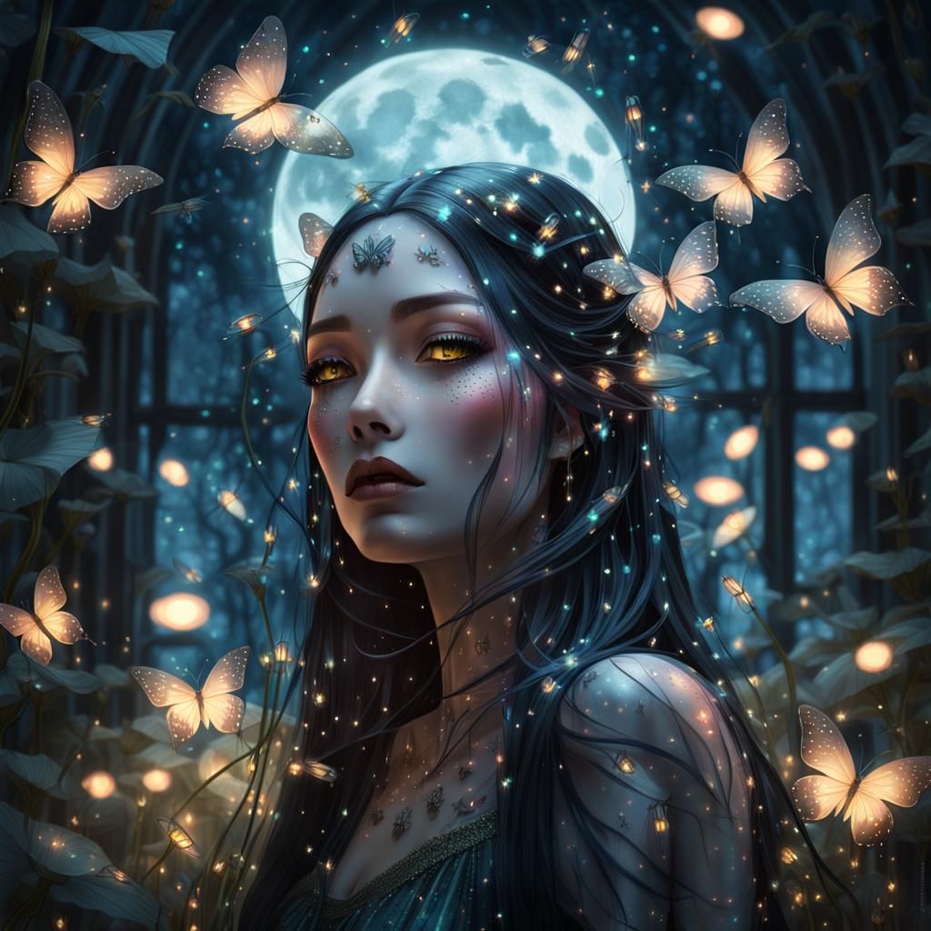 Ethereal Butterfly Girl in Dark Fantasy Art