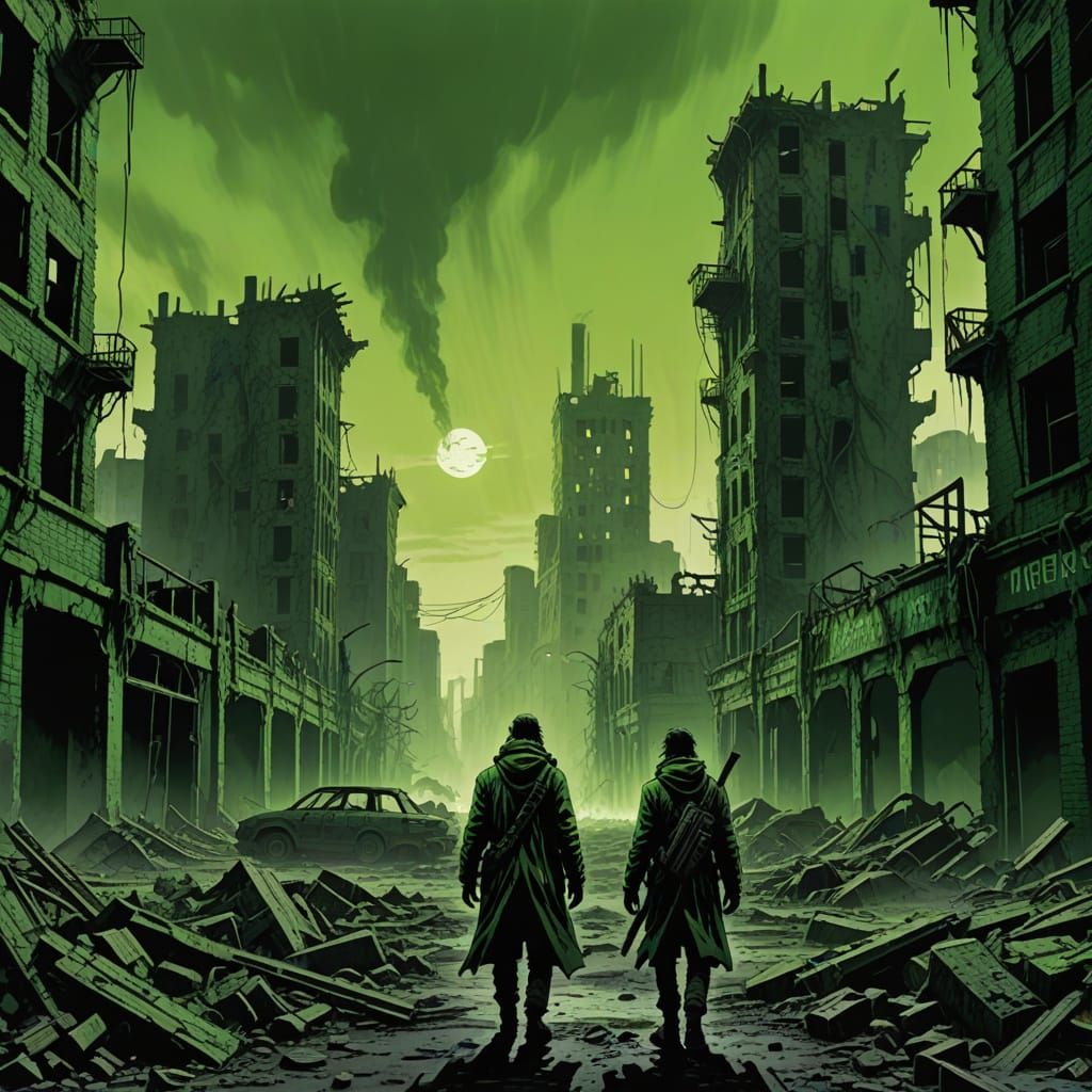 Post-Apocalyptic Wasteland in Sickly Green Light