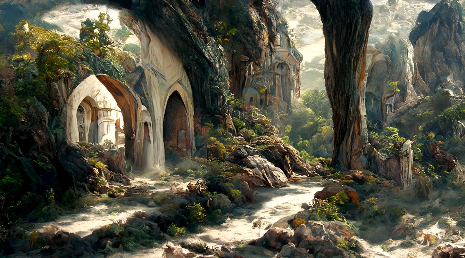 Rivendell Valley Oil Painting in Hyperrealism Style