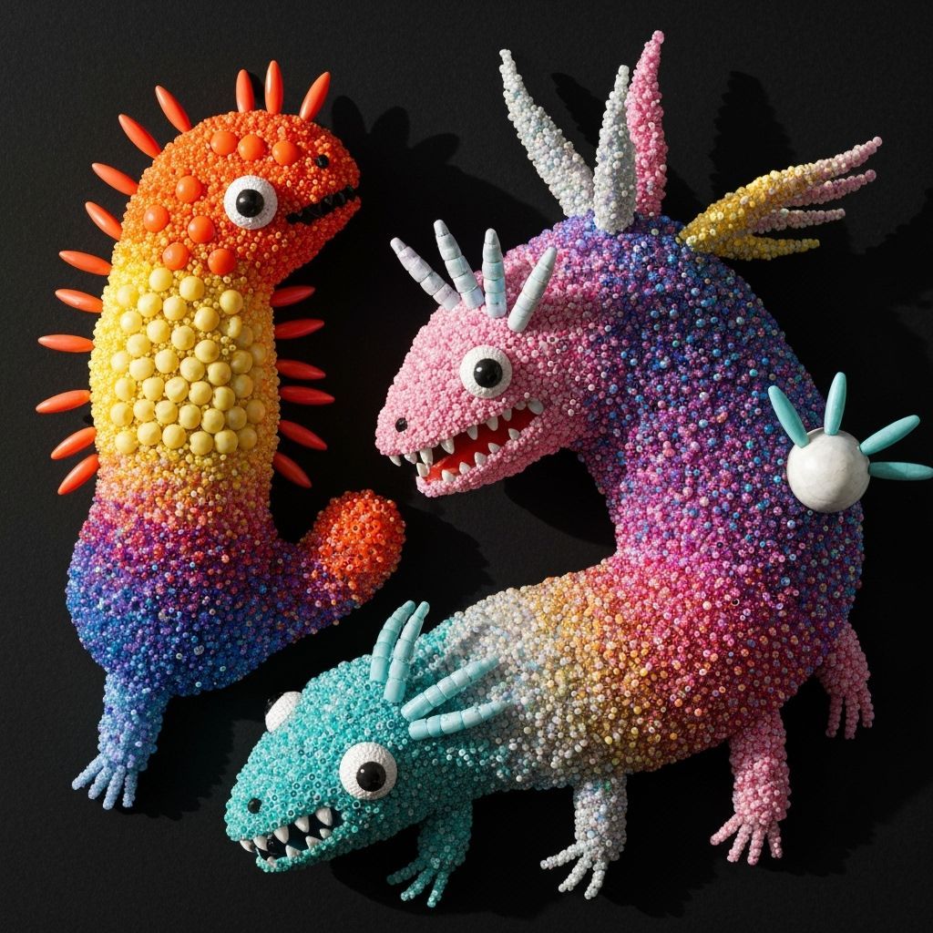 Beaded Creatures in Mixed Media Style
