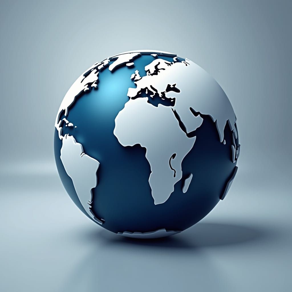 Modern Globe Logo with Metallic Sheen