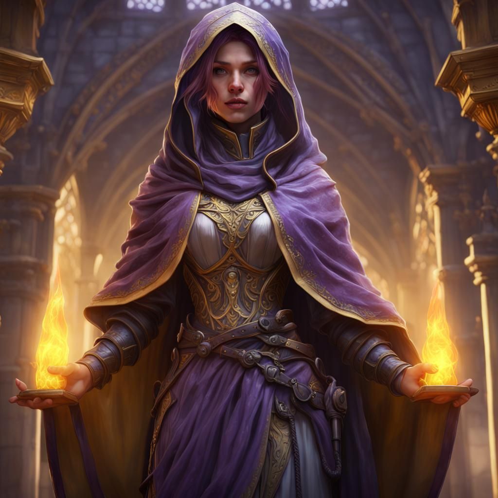 Fantasy Female Cleric with Veil in Dark Fantasy Style