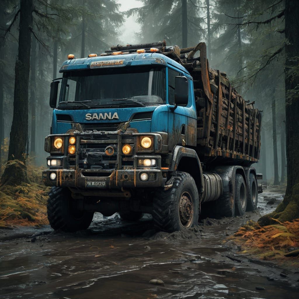 Majestic Scania Truck Battles Nordic Mud