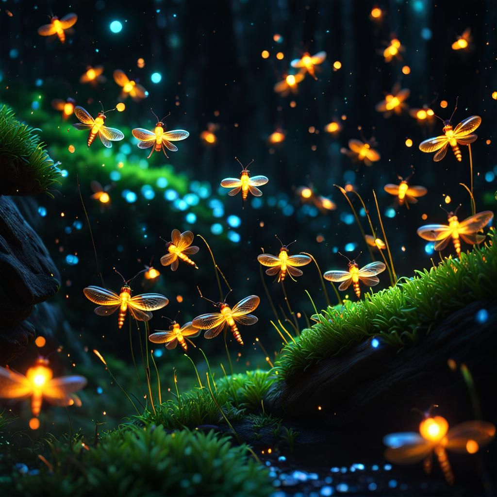 Magical Firefly Dance: Fantasy Concept Art