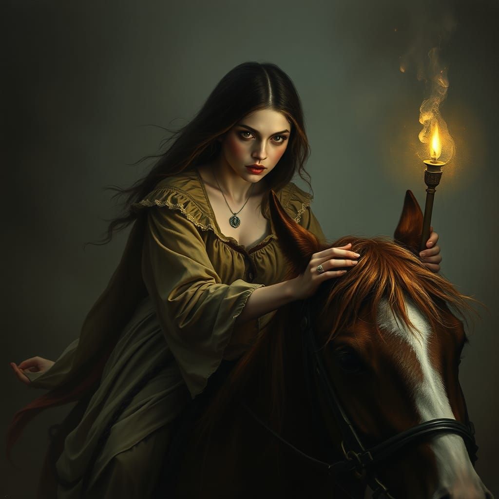 Possessed Woman Painting in Dark Gothic Style