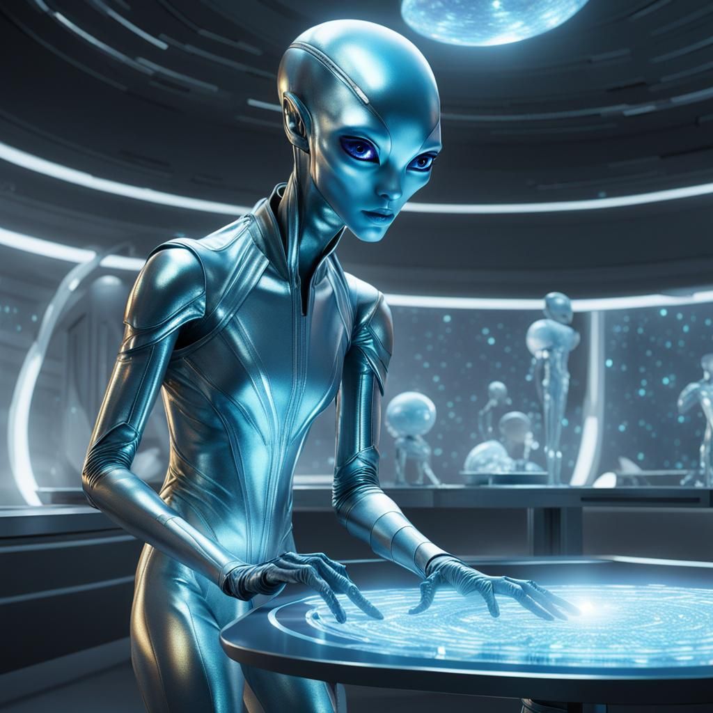 Alien Being Observed in Futuristic Laboratory