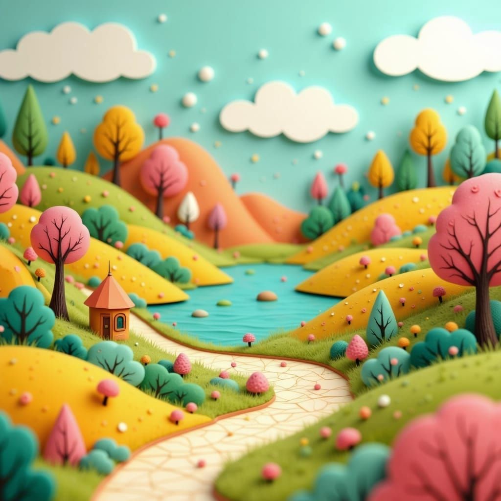 Whimsical Storybook Scene: 2D World Comes Alive