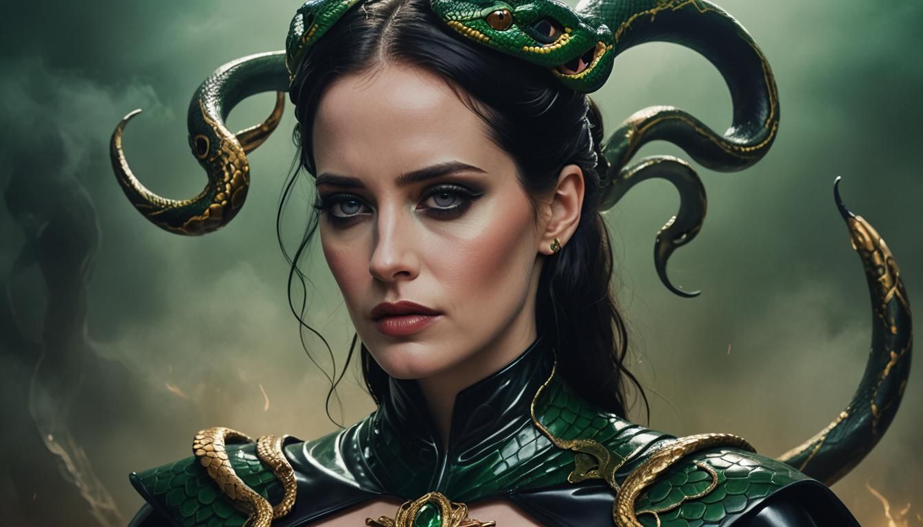 Eva Green in Latex Outfit: Fantasy Illustration