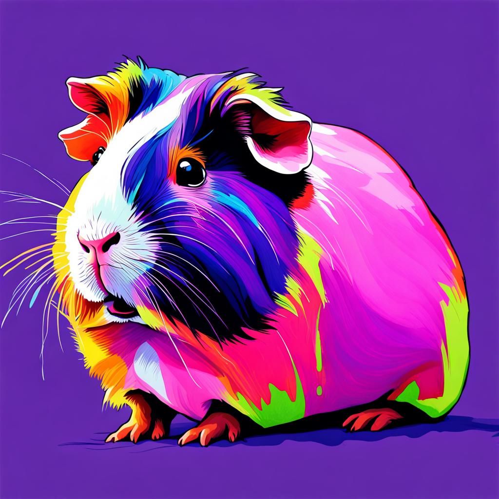 Guinea Pig Blacklight Poster in Gouache Style