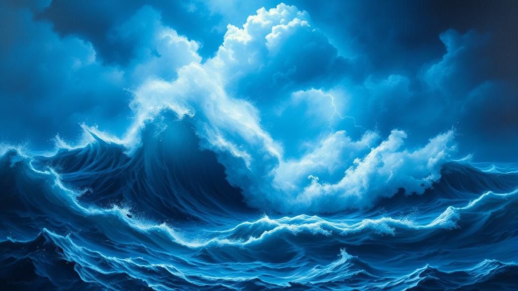 Tempestuous Seas: Aivazovsky-Style Oil Painting in Blue