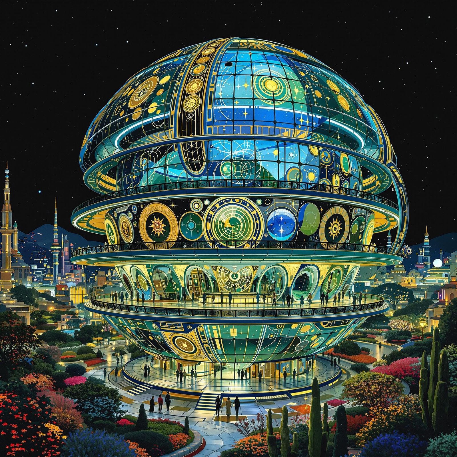 Gustav Klimt-Inspired Futuristic Metropolis