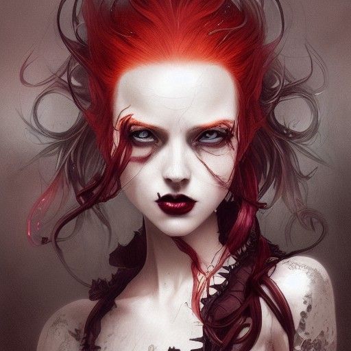 Gothic Witch Portrait in Apocalyptic Art Style