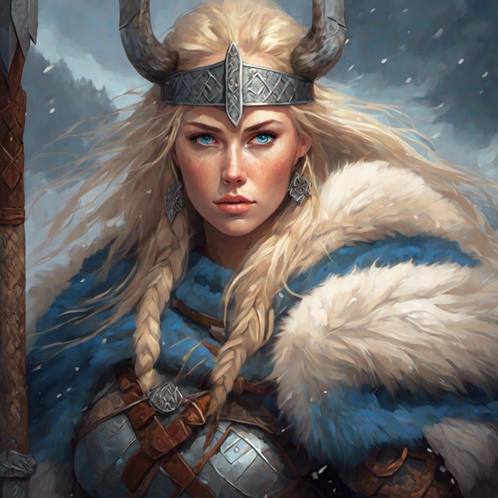 Viking Shield Maiden Warrior in Norse Style