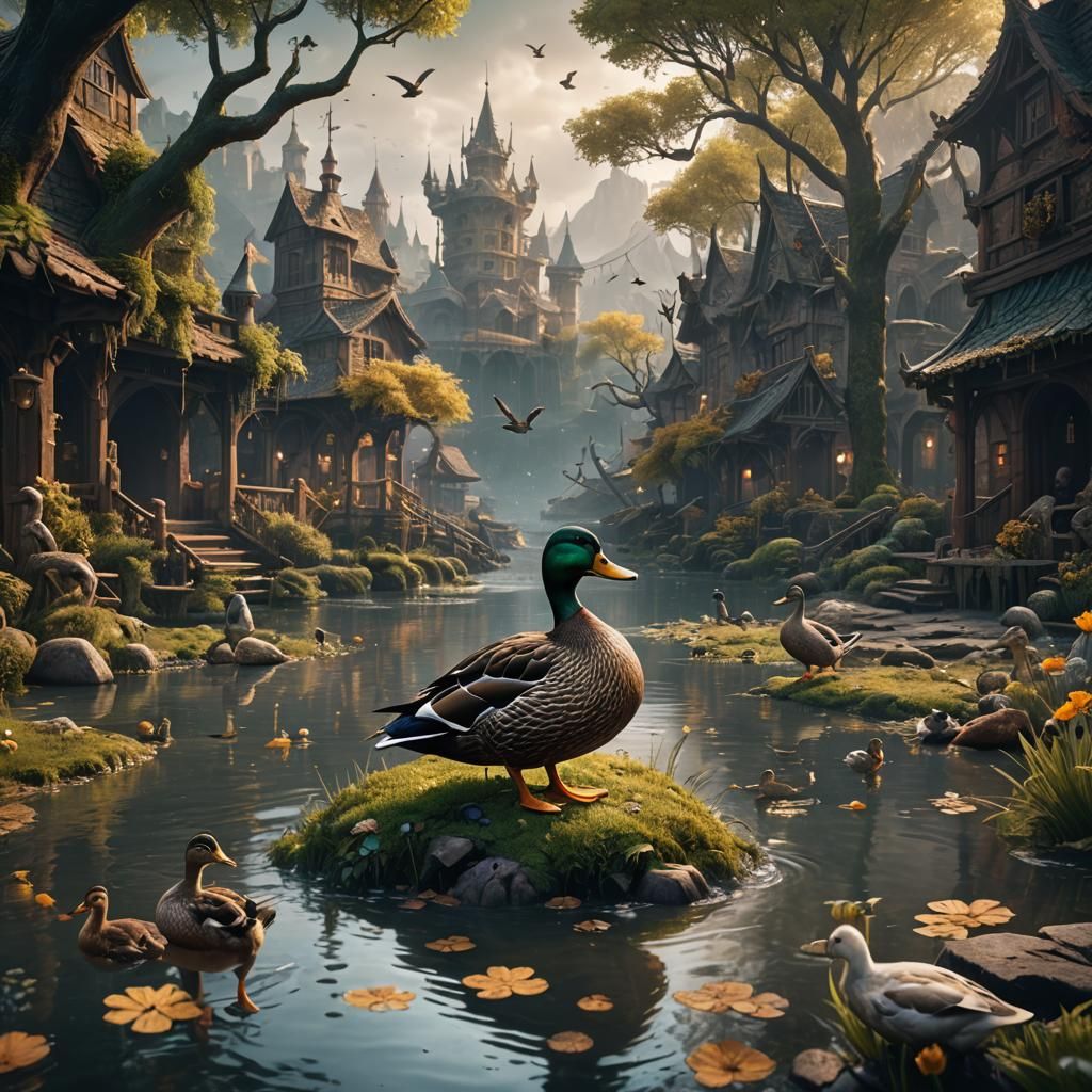 Detailed Ducks in Fantasy Concept Art