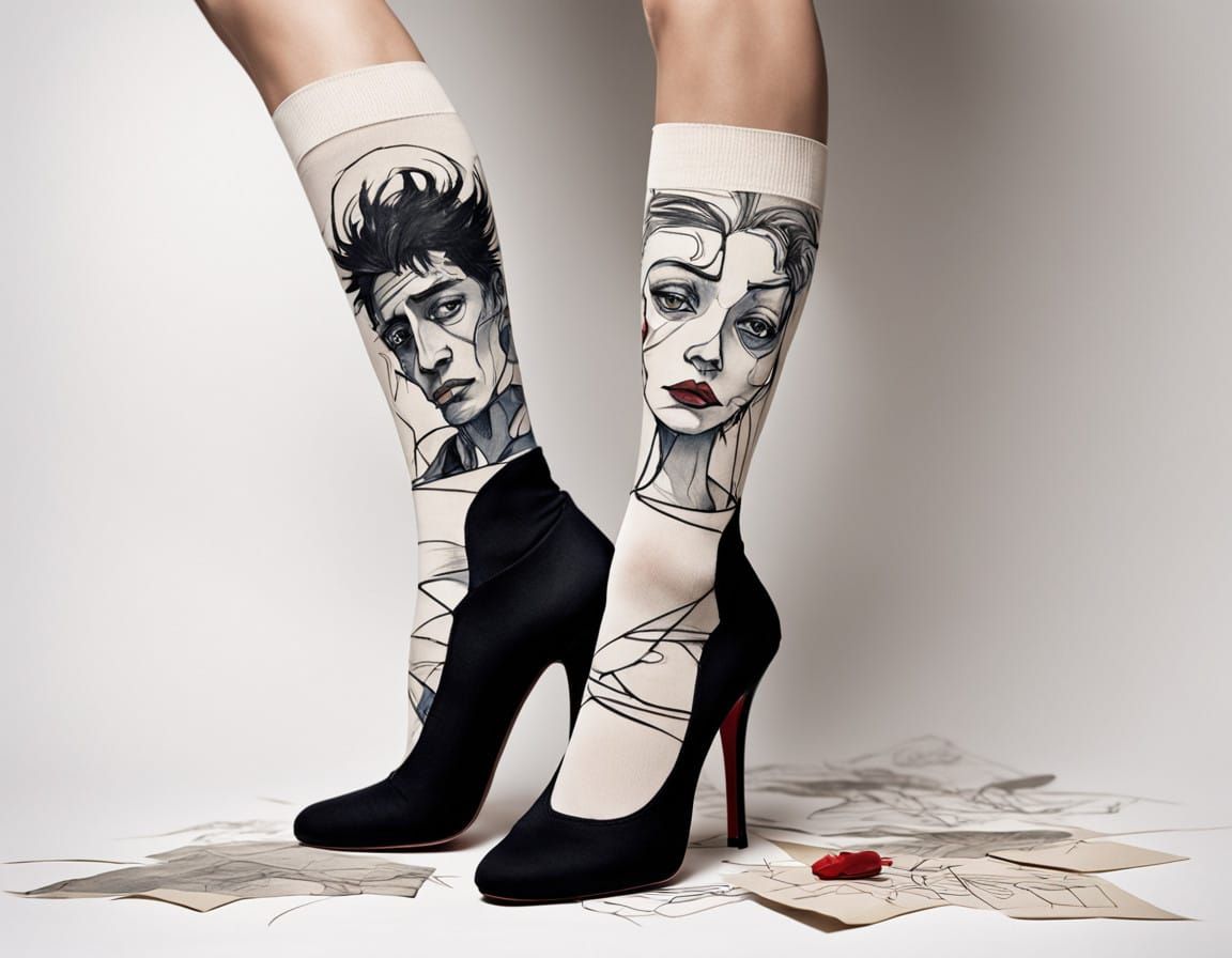 Intimate Legs and Feet Entwined in Expressive Lines