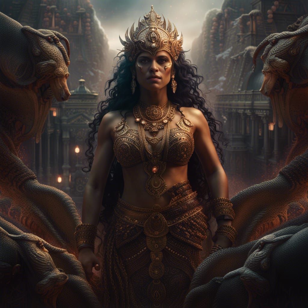 Powerful Goddess Khali in Digital Matte Painting