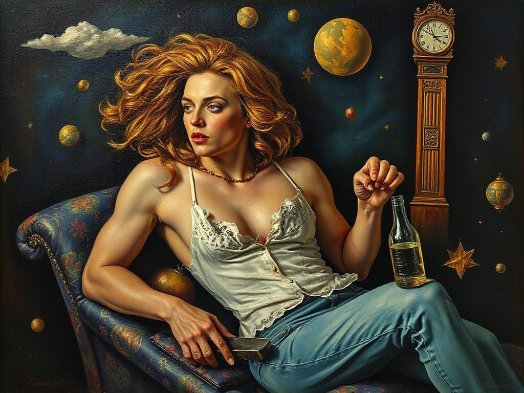 Epic Surrealist Lover: Oil Painting in Symbolist Style