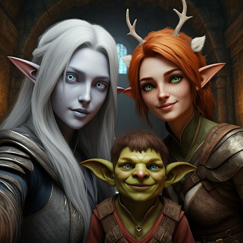 Adventuring Party Selfie in Mystical Dungeon