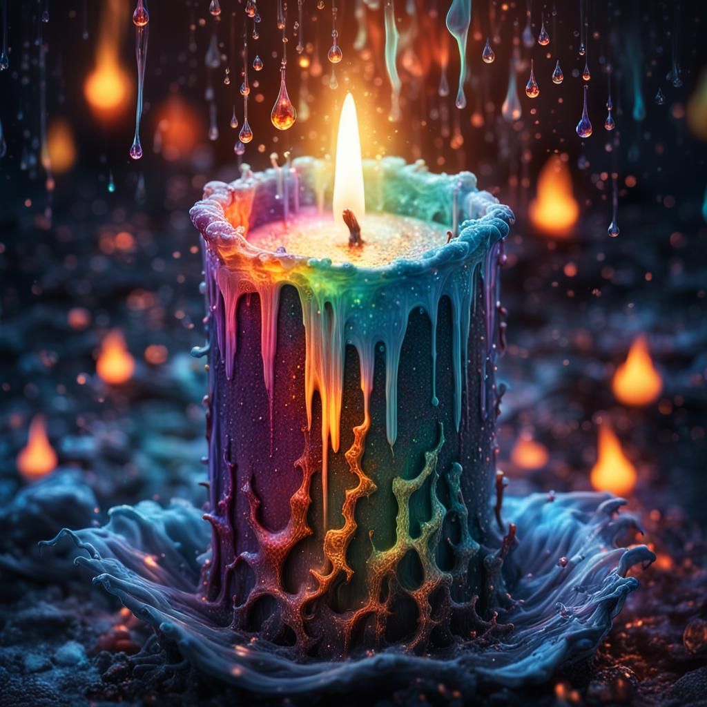 Surreal Glowing Candle of Ghostly Flames