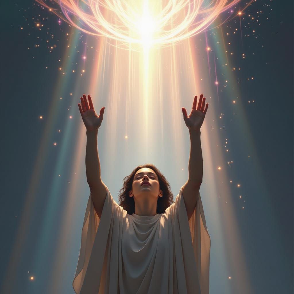 Ethereal Figure in Reverence, Cinematic Digital Painting