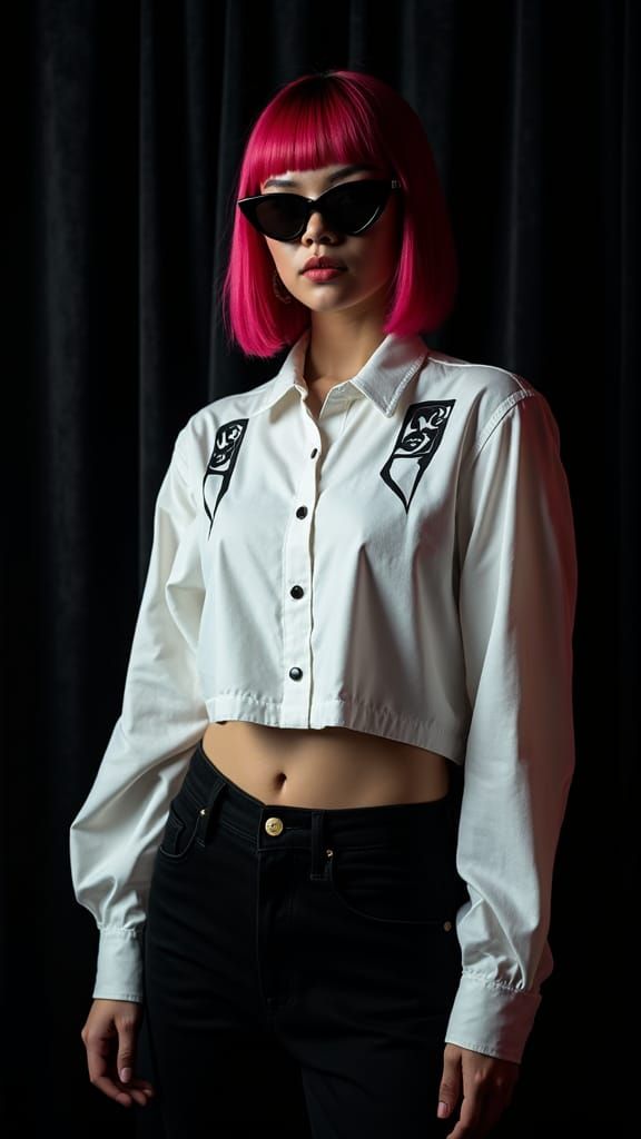 Magenta Haired Woman in Editorial Fashion Portrait