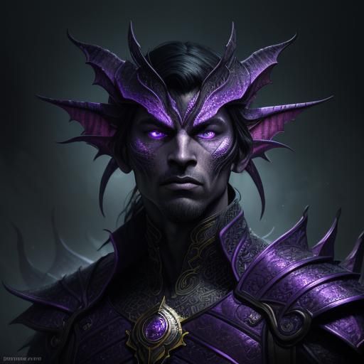 Vibrant Violet Dragon in Dark Fantasy Style