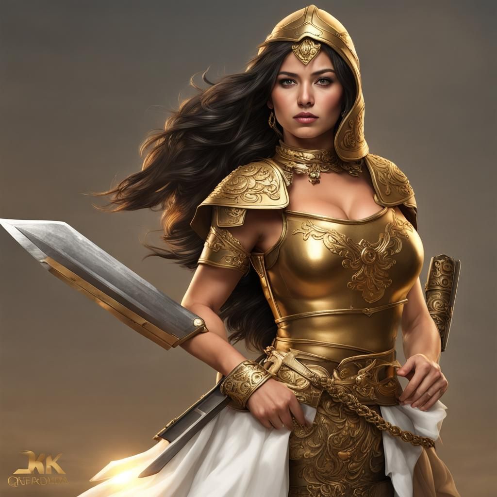 Golden Warrior Woman of the Past in 8k