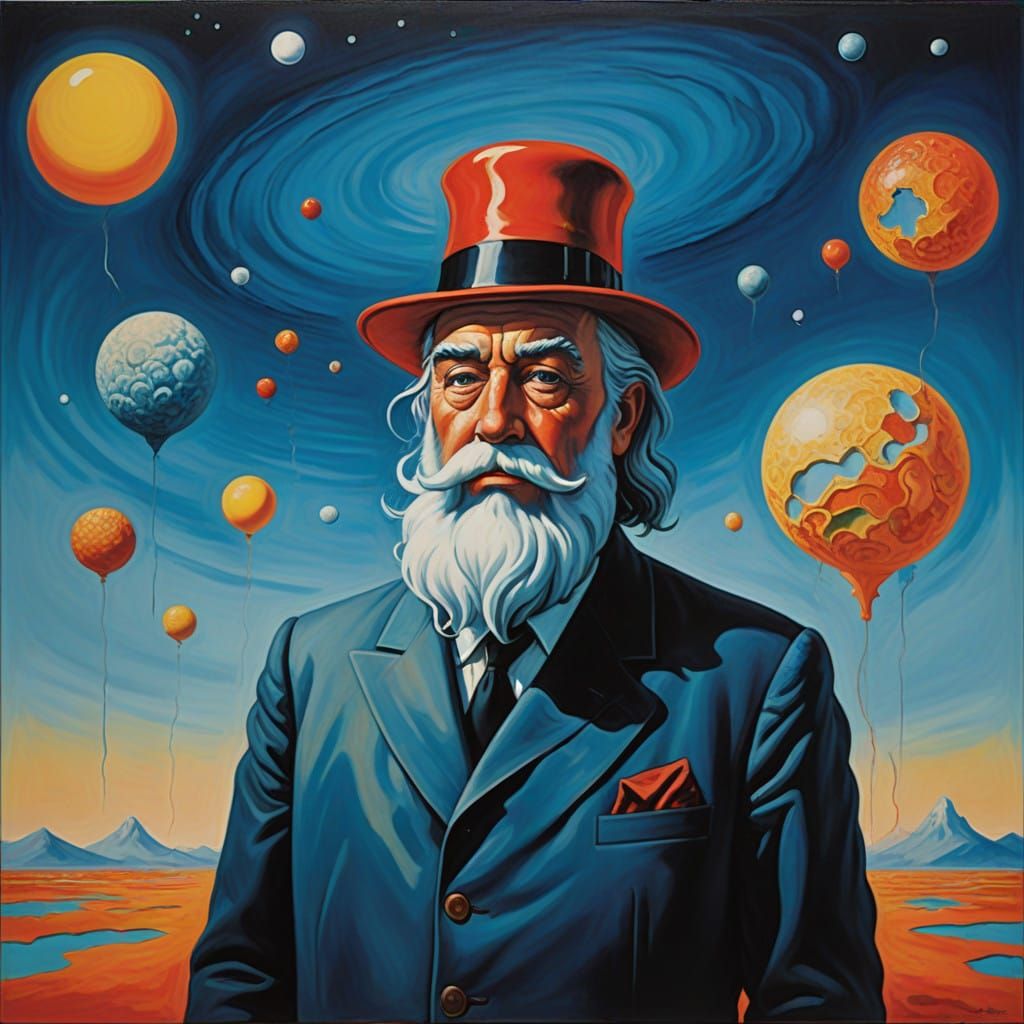 Surreal Santa Claus Merges Reality in a Vibrant, Melting Oil...