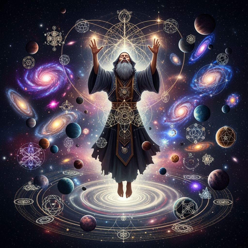 Cosmic Magician in Trance Rules Universe as Galaxies Swirl