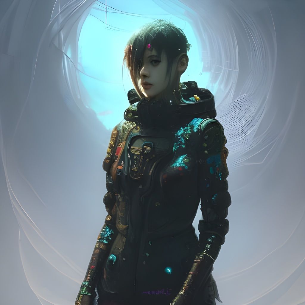 Anime Cyberpunk Techwear Portrait in Hyperdetailed Style