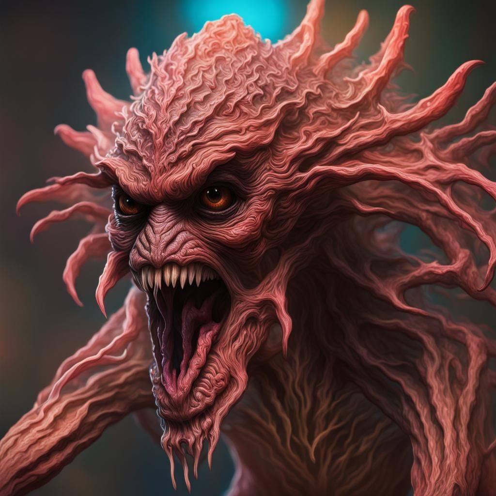Hyperrealistic Demogorgon Portrait in Splash Art Style