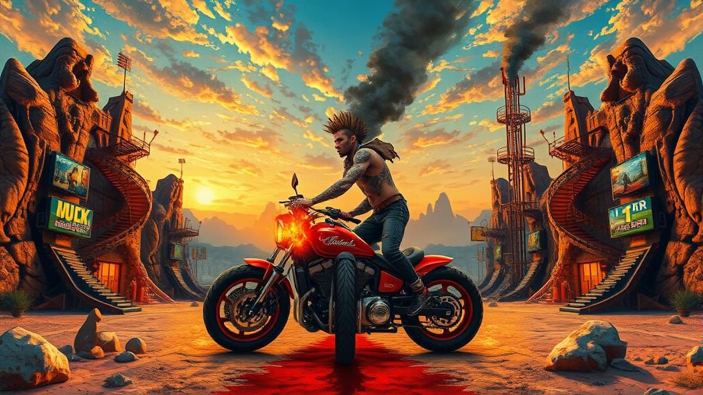 Punk Rock Cyborg in Post-Apocalyptic Desert