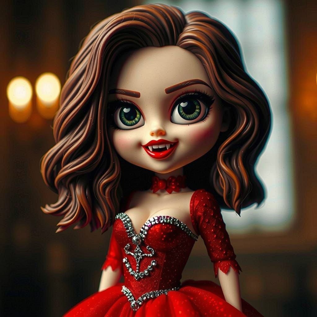 Epic Vampire Bobblehead Doll in Red Dress