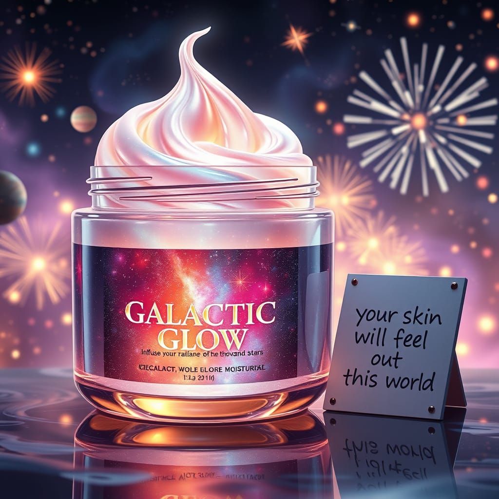 Hyper-Realistic Jar of Galactic Glow Face Cream in Shimmerin...