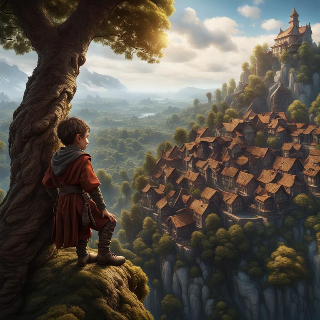 Halfling Monk Avatar in Medieval Mountain Village