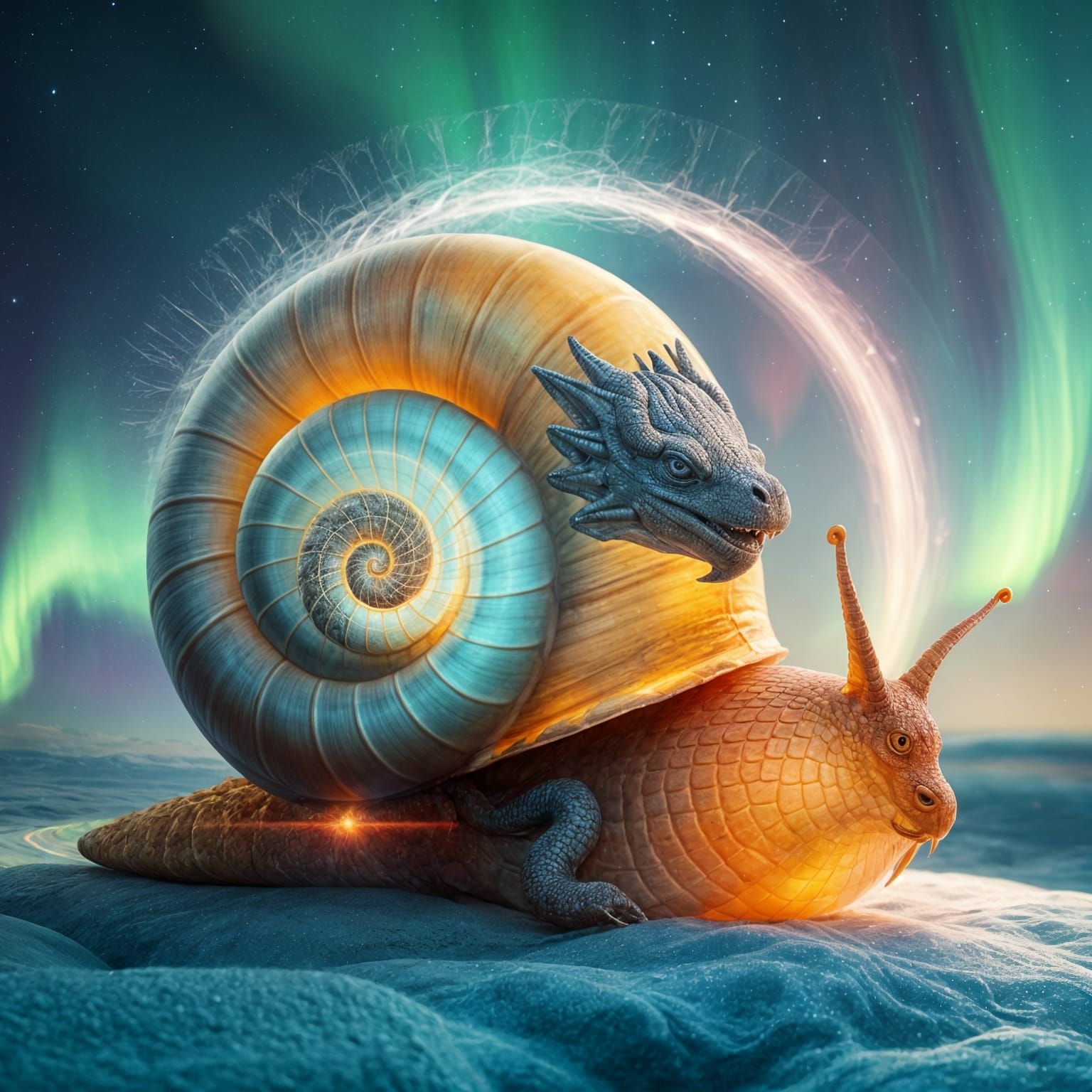 Enchanted Snail Encounter in Ethereal Night