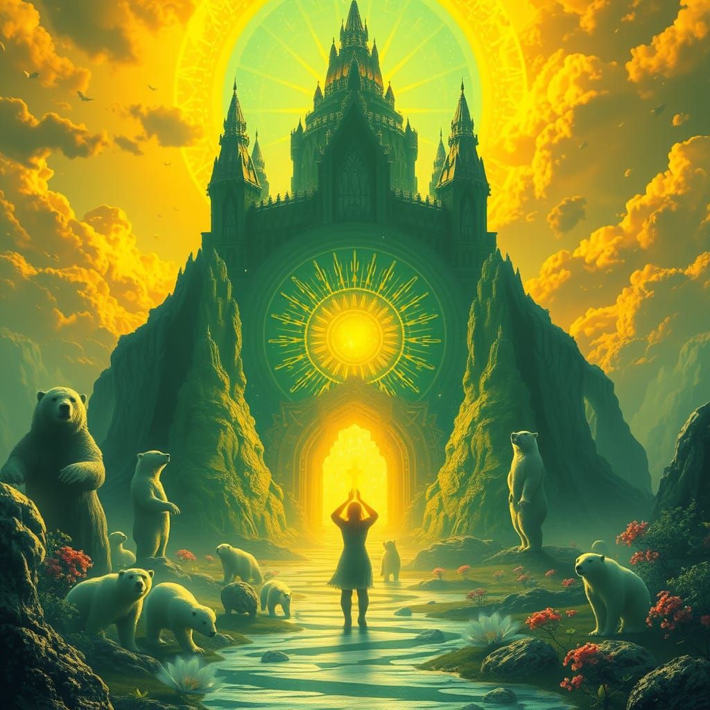Cosmic Sun Illuminates Enchanted Castle of Wonder