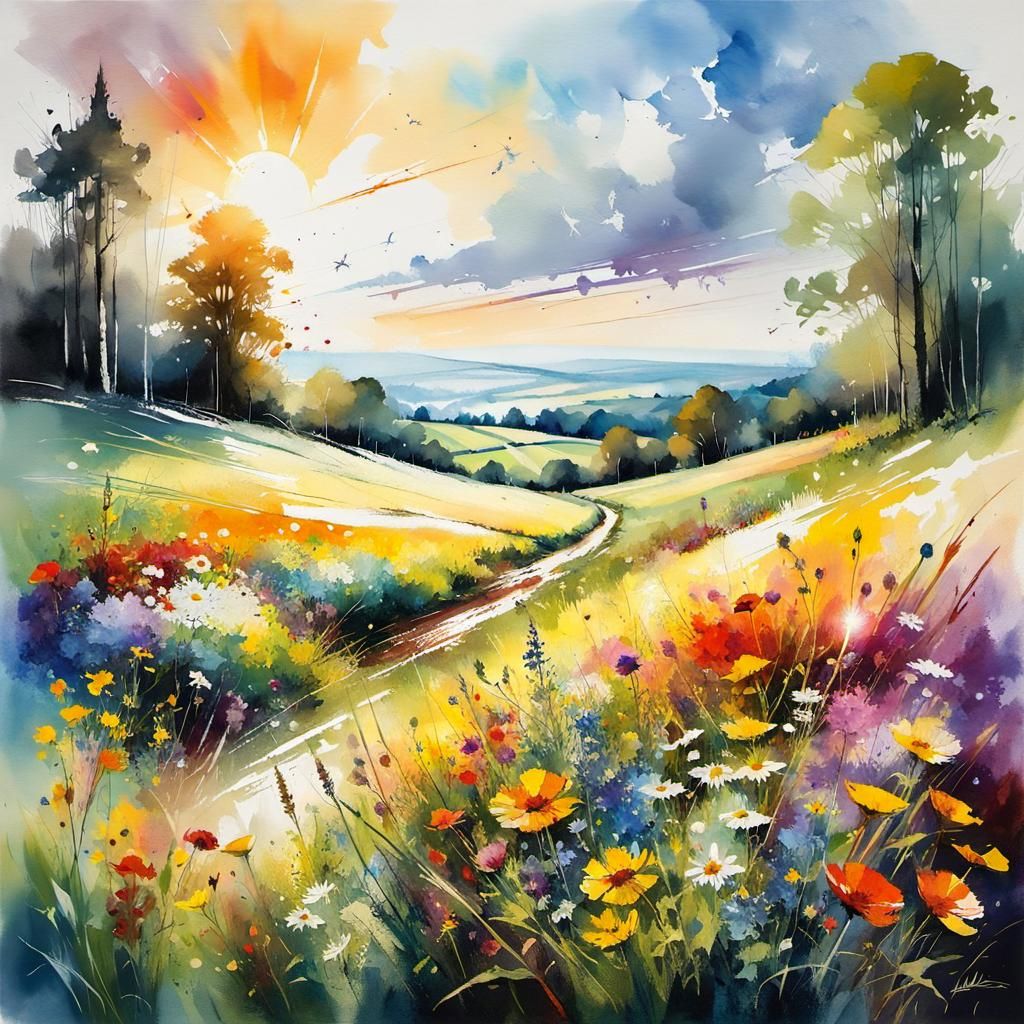 Vibrant Summer Meadow in Photorealistic Style