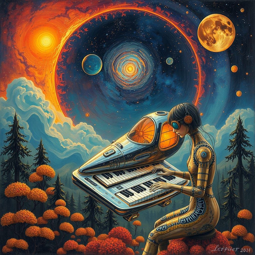 Ethereal Spacecraft Embarks on Surreal Cosmic Odyssey