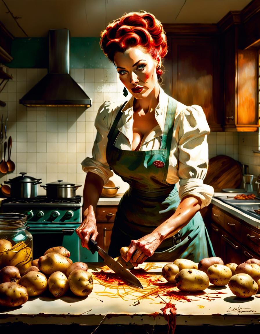 Captivating Pin-Up Style Kitchen Scene in 4K