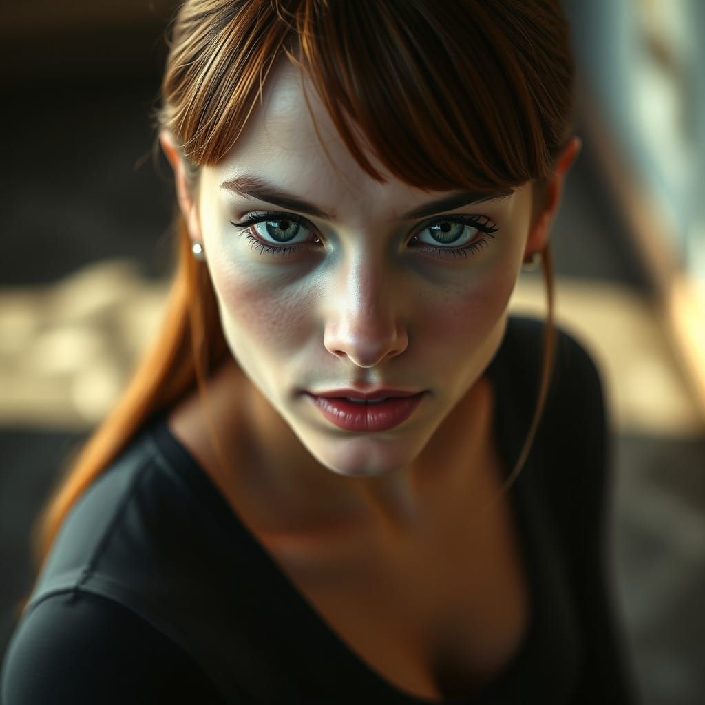 Confident Young Woman in Moody Cinematic Style