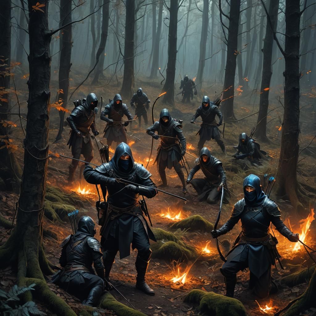 Dark Fantasy Archers Await in Forest Ambush